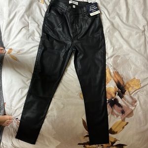 Abercrombie and Fitch black leather jeans